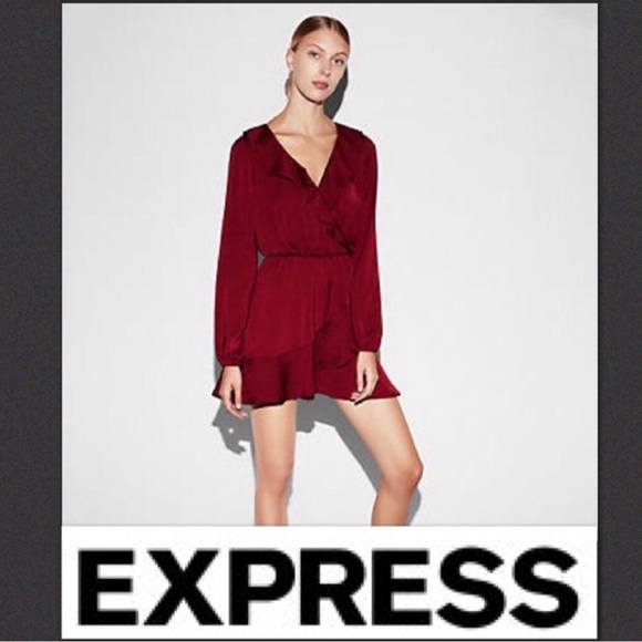 Express Dresses & Skirts - Express Burgundy Ruffle Dress Size XS